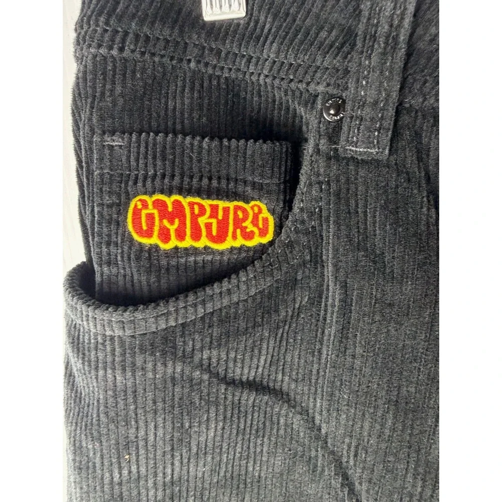 Empyre Youth Corduroy Skate Pants Black Loose Fit Size Y2K Streetwear Grunge
